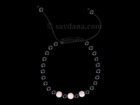 BrMala353 Bracelet Mala Onyx Quartz Rose