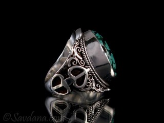 BA345 Bague Argent Massif Turquoise. Taille 64