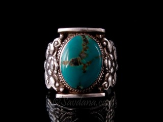 BA348 Bague Argent Massif Turquoise. Taille 65