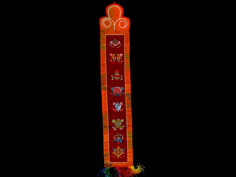 BB95 Bannière Tibétaine Signes Auspicieux du Bouddhisme