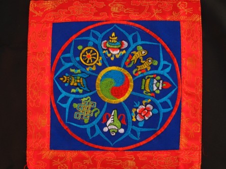 BB88 Bannière Tibétaine Signes Auspicieux du Bouddhisme