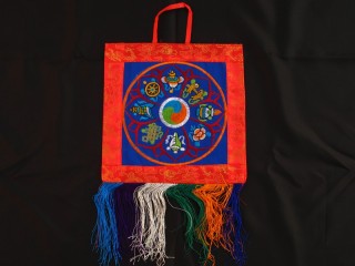 BB90 Bannière Tibétaine Signes Auspicieux du Bouddhisme