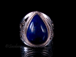 BA355 Bague Argent Massif Lapis Lazuli. Taille 61
