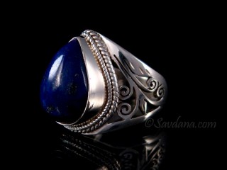 BA355 Bague Argent Massif Lapis Lazuli. Taille 61