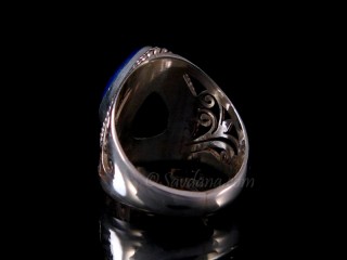 BA355 Bague Argent Massif Lapis Lazuli. Taille 61