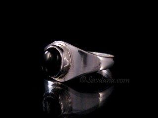 BA359 Bague Argent Massif Hématite. Taille 61