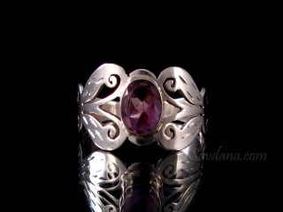 BA363 Bague Argent Massif Améthyste. Taille 55