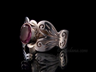 BA363 Bague Argent Massif Améthyste. Taille 55