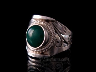 BA384 Bague Argent Massif Onyx. Taille 52