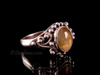 BA398 Bague Argent Massif Labradorite. Taille 58
