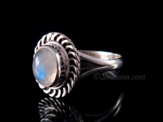 BA401 Bague Argent Massif Pierre de Lune. Taille 54