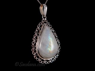 PA511 Pendentif Argent Massif Pierre de Lune
