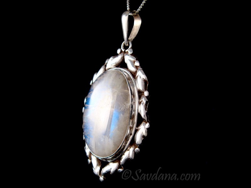 PA519 Pendentif Argent Massif Pierre de Lune