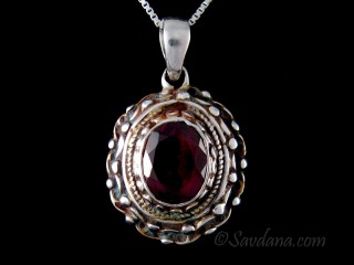 PA525 Pendentif Argent Massif Grenat