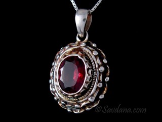 PA525 Pendentif Argent Massif Grenat