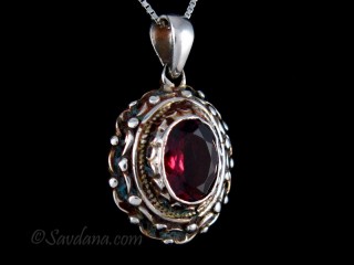 PA525 Pendentif Argent Massif Grenat