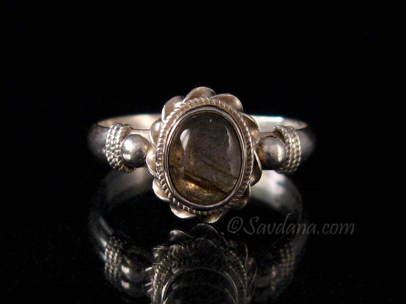 BA366 Bague Argent Massif Labradorite. Taille 60