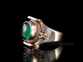 BA412 Bague Argent Massif Onyx. Taille 52