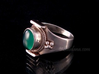 BA412 Bague Argent Massif Onyx. Taille 52