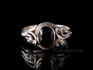 BA413 Bague Argent Massif Onyx. Taille 58