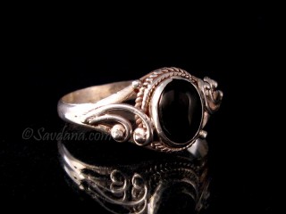 BA413 Bague Argent Massif Onyx. Taille 58