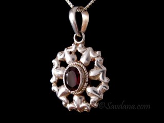 PA538 Pendentif Argent Massif Grenat