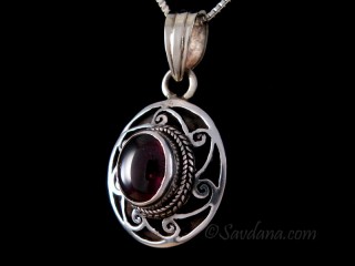 PA540 Pendentif Argent Massif Grenat