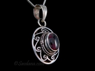PA540 Pendentif Argent Massif Grenat