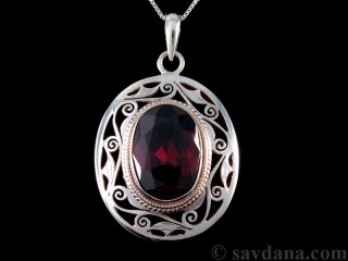 PA355 Pendentif Argent Massif Grenat