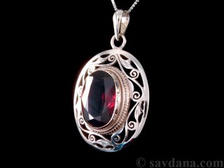 PA355 Pendentif Argent Massif Grenat