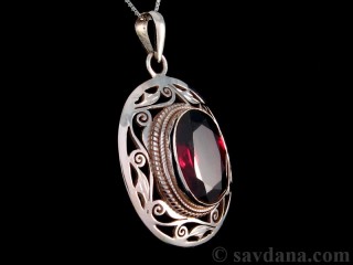 PA355 Pendentif Argent Massif Grenat