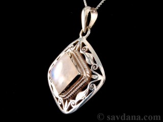 PA357 Pendentif Argent Massif Pierre de Lune