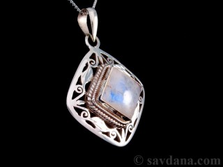PA357 Pendentif Argent Massif Pierre de Lune