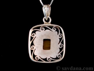PA359 Pendentif Argent Massif Oeil de Tigre
