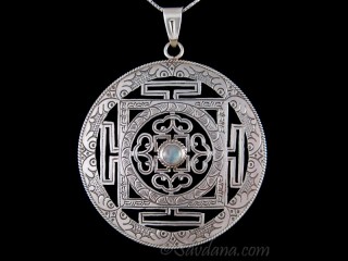PA557 Pendentif Argent Massif Mandala Pierre de Lune