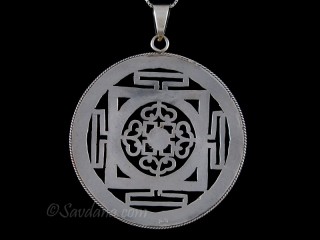 PA557 Pendentif Argent Massif Mandala Pierre de Lune