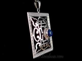PA559 Pendentif Argent Massif Mandala Lapis Lazuli