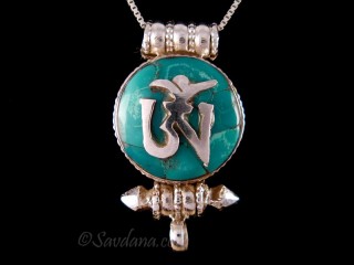 PA568 Pendentif Amulette Ghau Argent Massif Om