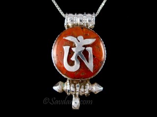 PA570 Pendentif Amulette Ghau Argent Massif Om