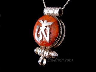 PA570 Pendentif Amulette Ghau Argent Massif Om
