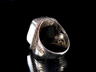 BA424 Bague Argent Massif Onyx. Taille 58