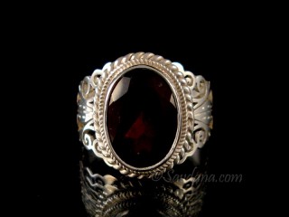 BA429 Bague Argent Massif Grenat