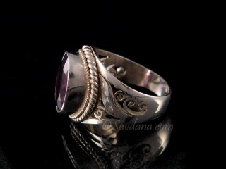 BA431 Bague Argent Massif Améthyste