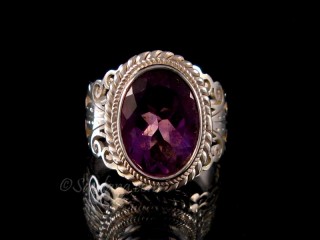 BA433 Bague Argent Massif Améthyste