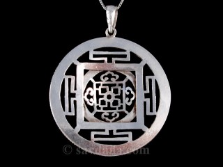 PA373 Pendentif Argent Massif Mandala Grenat