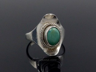 BA52 Bague Argent Massif Turquoise. Taille 57
