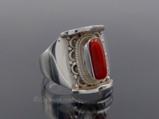 BA105 Bague Argent Massif Corail. Taille 63