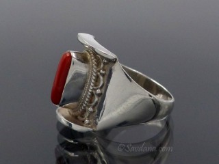 BA105 Bague Argent Massif Corail. Taille 63