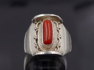 BA105 Bague Argent Massif Corail. Taille 63