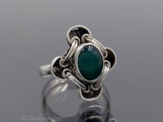 BA118 Bague Argent Massif Onyx. Taille 52